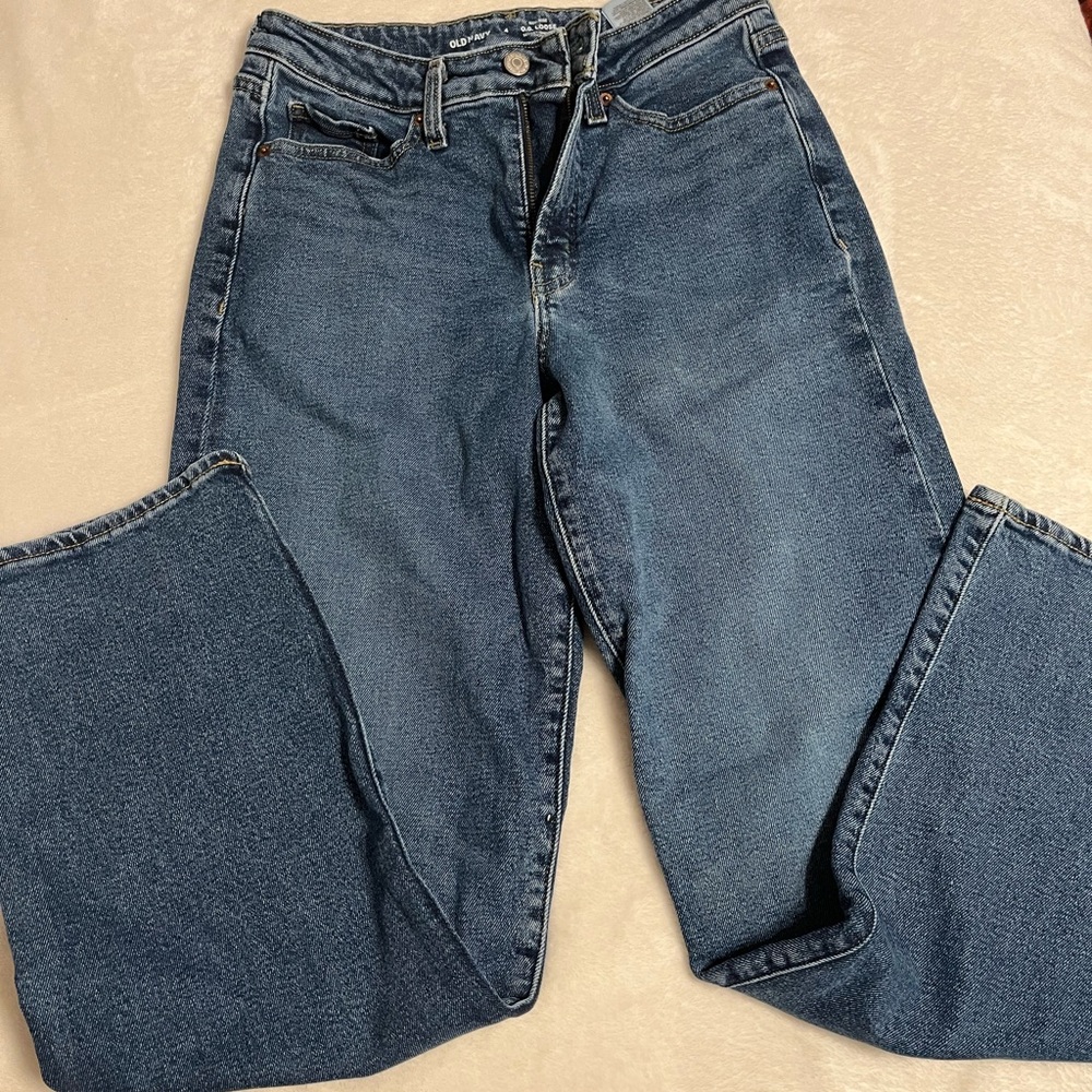 Old Navy Women's Straight Leg Jeans - Dark Blue